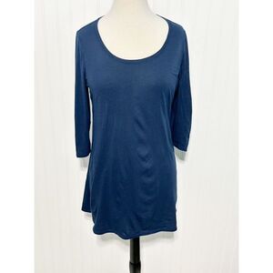 Pure Jill Women's Scoop Neck 3/4 Sleeve Tunic Top Navy Blue Petite Size Medium